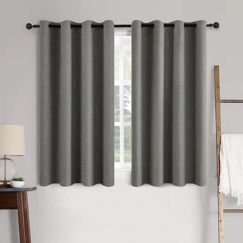 MIULEE Blackout Curtains - 100% Thermal Insulated Dark Grey Linen Texture Drapes | 52x45 Inch (2 Panels)