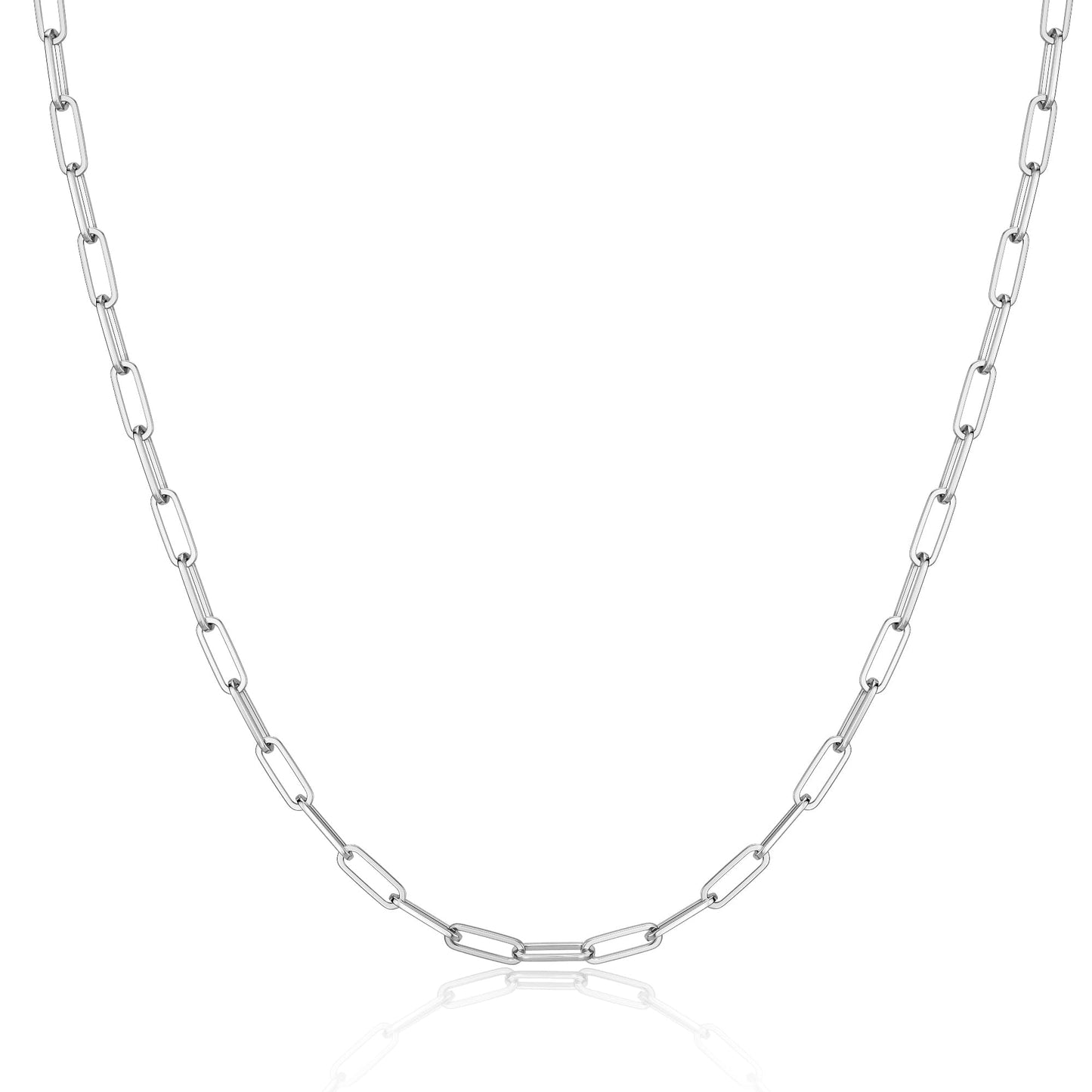 MBW Silver Simple Paperclip Chain Necklace, Dainty Sterling Silver Choker Necklace for Women Trendy 18in Waterproof Minimalist Thin Link Necklace Jewelry Gifts