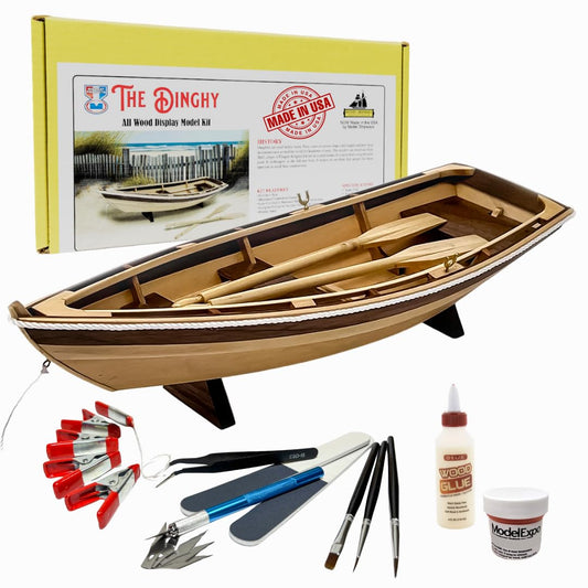 Complete Wooden Model Boat Building Kit - Made in USA - Includes Tools, Glue & Paint - Beginner DIY Dinghy Kit - 1:12 Scale