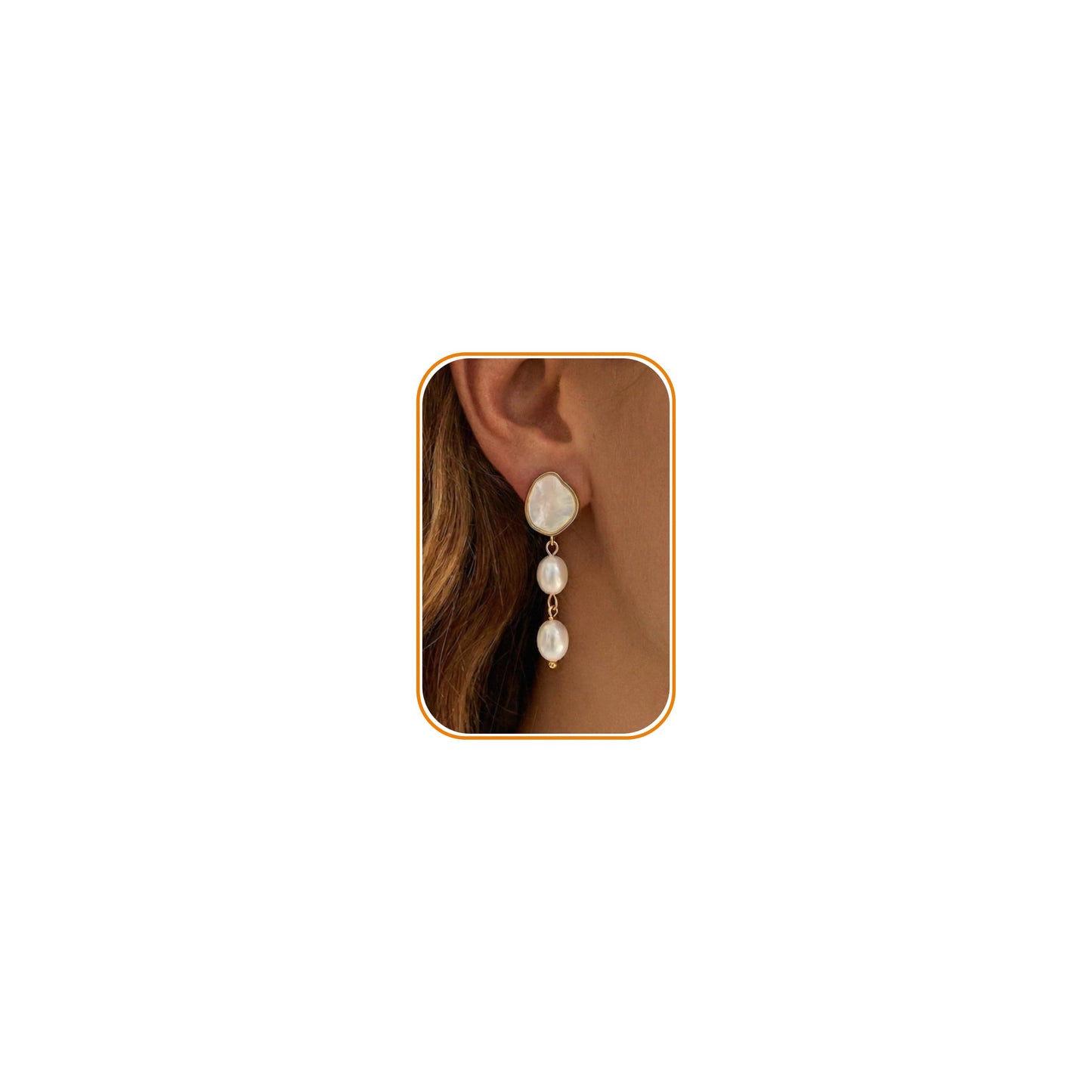 PRTGL Pearl Earrings - 14 Gold Plated Irregular Mother of Pearl Drop Dangle Earrings for Women Wedding Bridal