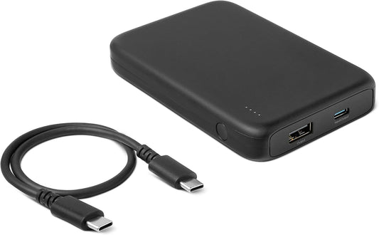 Amazon Basics 10,000 Slim Portable Charger Power Bank with LED Display, mAh, Black