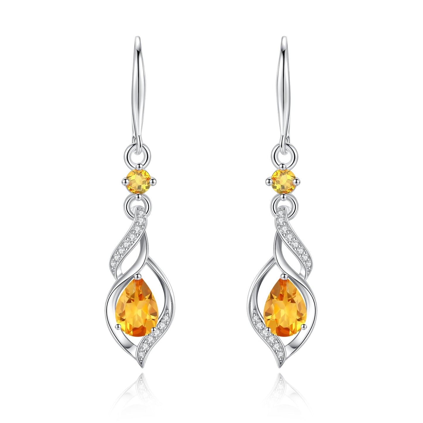 FANCIME Gift for Women November Birthstone Dangle Earrings for Women Teardrop Citrine Earrings S925 Sterling Silver infinity Love Birthday Gifts for Mom Women