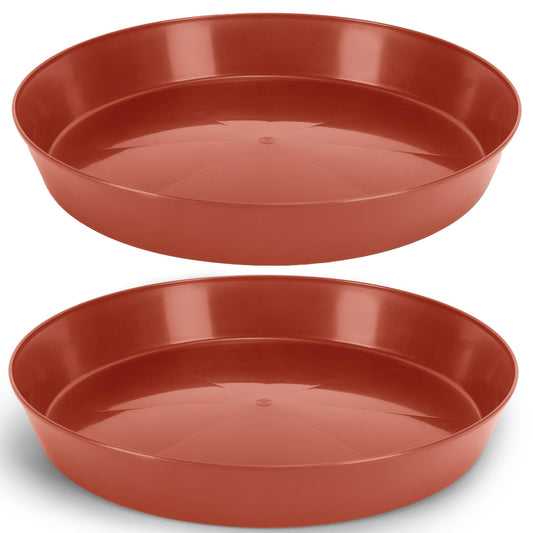 Austin Planter 21 Inch (19 Inch Base) Case of 2 Plant Saucer - Terra Cotta Colored Polypropylene - Heavy Duty Indoor/Outdoor Tray and Drip Pan - Collects Flower Pot Excess Water Made in USA