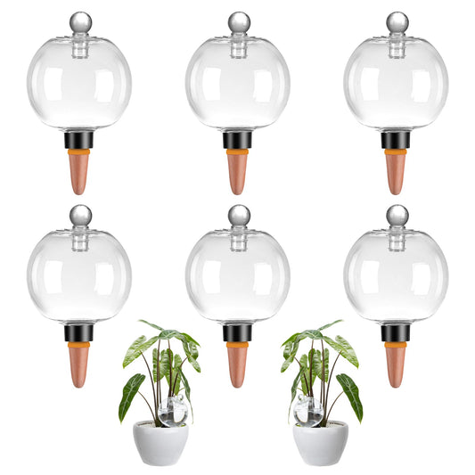 Ansberta 6 Pack Plant Watering Globes with Covers 17oz Self Watering Planter Insert, Plastic Water Bulbs, Indoor/Outdoor Plant Watering Devices for Automatic Drip Irrigation
