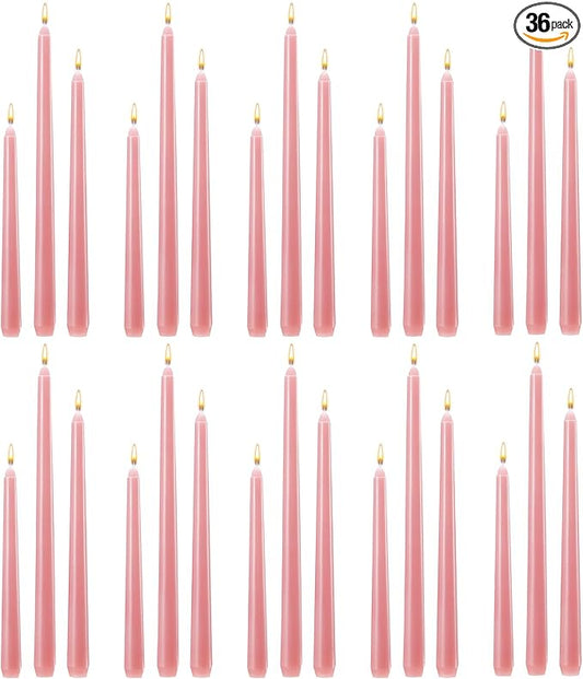 MTLEE Taper Candles 8/10/12 Multi Height Unscented Taper Candles 8 Burn Hours for Dinner Decorative Home Decoration Wedding Party Candlesticks(Pink,36)