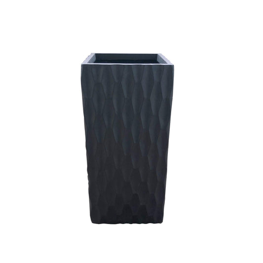 Kante 13.4" x 13.4" x 27.6" Square Concrete Retro Tall Lightweight Rectangle Outdoor Planter Pots with Drainage for Patio Deck Livingroom Burnished Black