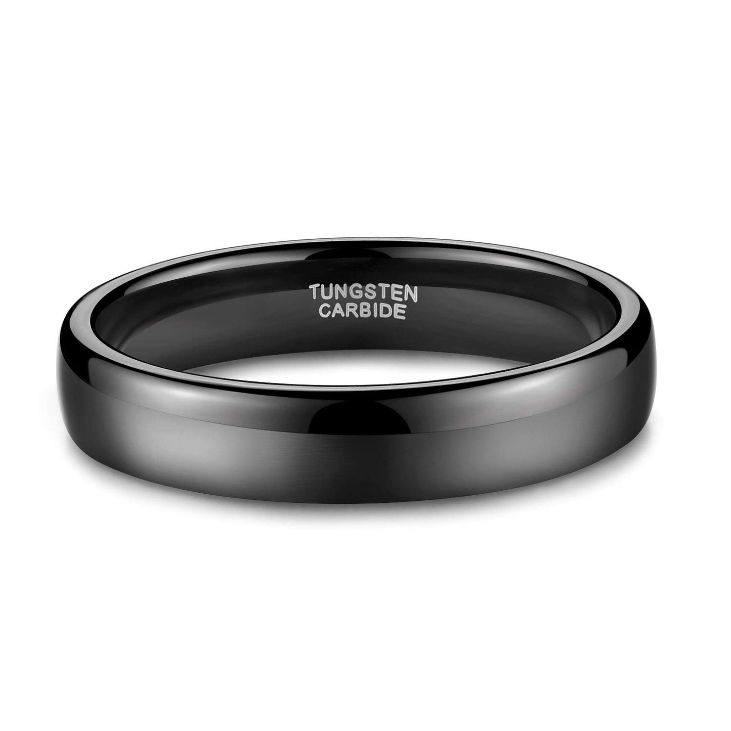 TRUMIUM 4mm Mens Womens Wedding Band Tungsten Carbide Black Rings High Polished Beveled Edges Comfort Fit Size 6