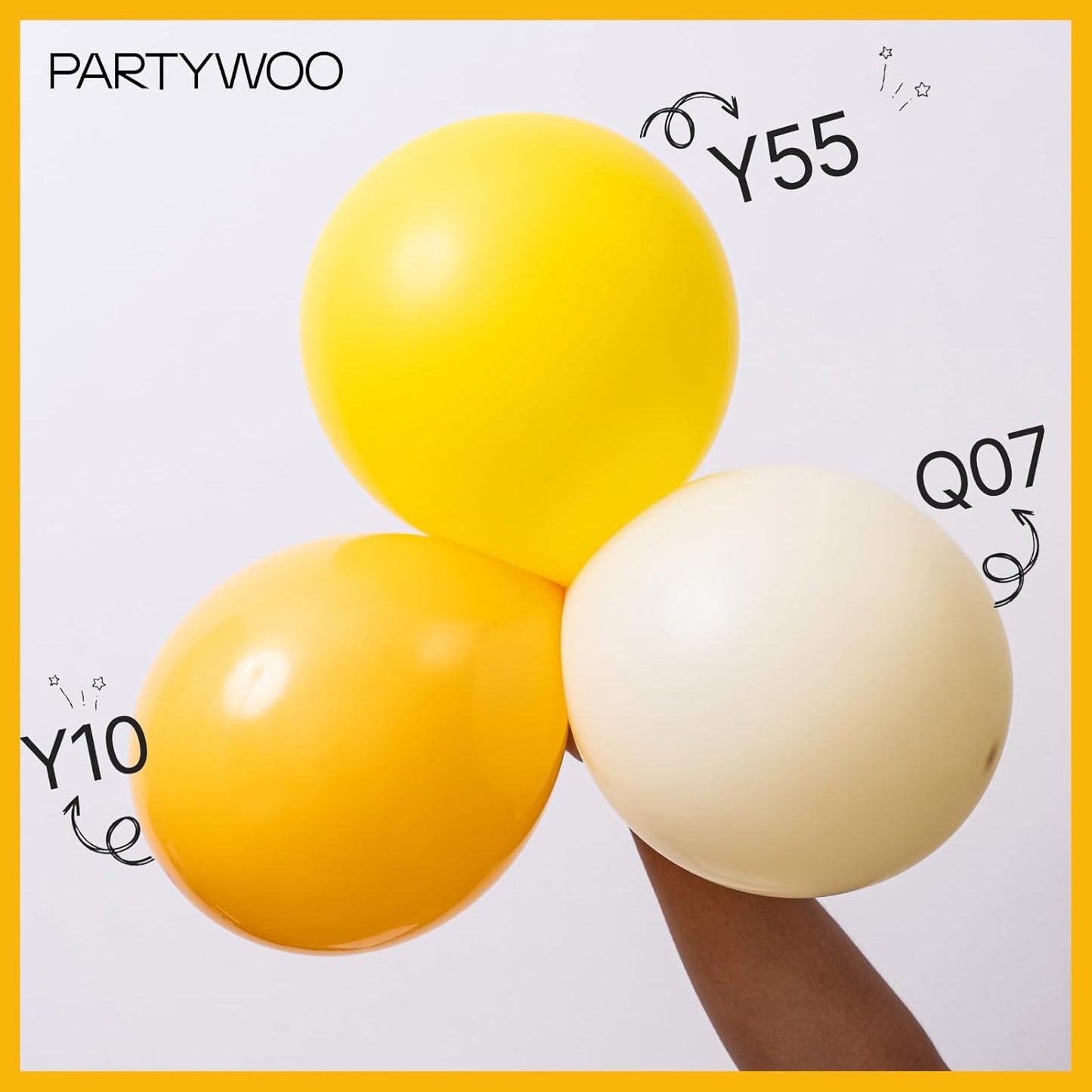 PartyWoo Mustard Yellow Balloons - 152-Piece Fall Balloon Arch Kit | 5-18 Inch Sizes for Birthday & Baby Showers