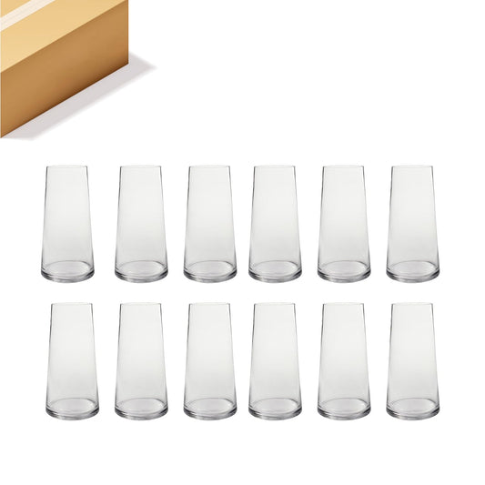 WGV Tapered Glass Vase, Width 4.75", Height 8.5", (Multiple Sizes Choices) Clear Taper Up Cylinder Floral Planter Bouquet Centerpiece for Wedding Event Home Decor, 12 Pieces (VTC7408)