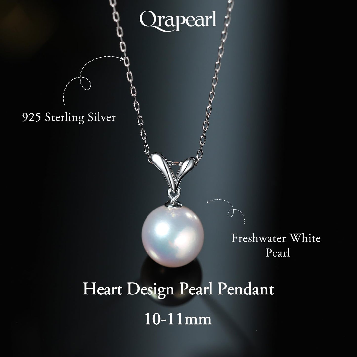 White Pearl Necklace Natural AAAA+ Freshwater Pearl Necklace for Women 10-11mm Natureal Single Pearl Necklace with 925 Sterling Silver Chain Gift for Women