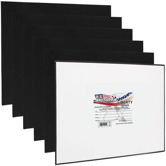 U.S. Art Supply 16 X 20 Inch Black Art Canvas Board Panels 6 Pack - 8 Ounce Heavyweight Cotton Acid Free Canvases for Painting Acrylics and Watercolor (1 Case of 6 Single Canvas Painting Panels)