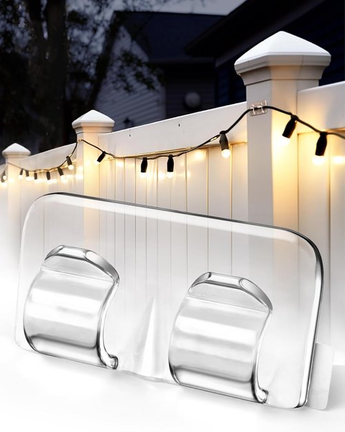 Hetyue Heavy-Duty Outdoor String Light Hooks - 66Pcs Waterproof Adhesive Clips for Christmas Lighting