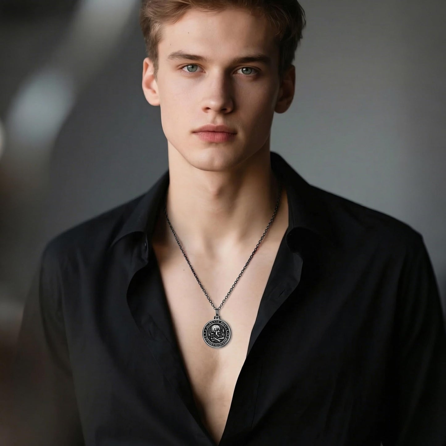 Memento Mori Black Urn Necklace for Ashes Gothic Skull Cremation Pendant Tree of Life Memorial Jewelry Stoicism Mori Keepsake Ashes Necklace Gift for Men Women Husband Boyfriend Dad 22+2 Inch Chain