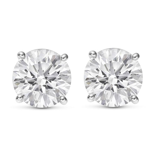 14K White Gold 0.5 Carat Round Shape LAB GROWN Diamond IGI Certified Stud Earrings for women 4 Prong Push Back (E/F Color VS2/SI1 CLARITY)