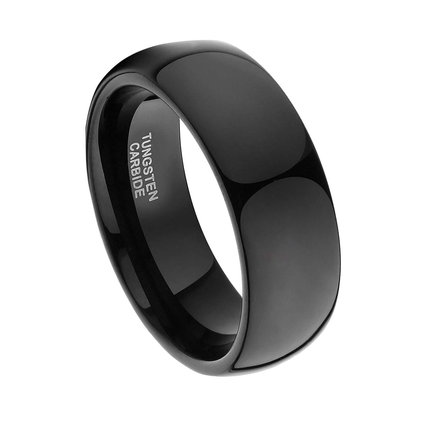 TRUMIUM 8mm Black Ring Band Tungsten Wedding Band for Men Women High Polished Dome Comfort Fit Size 10