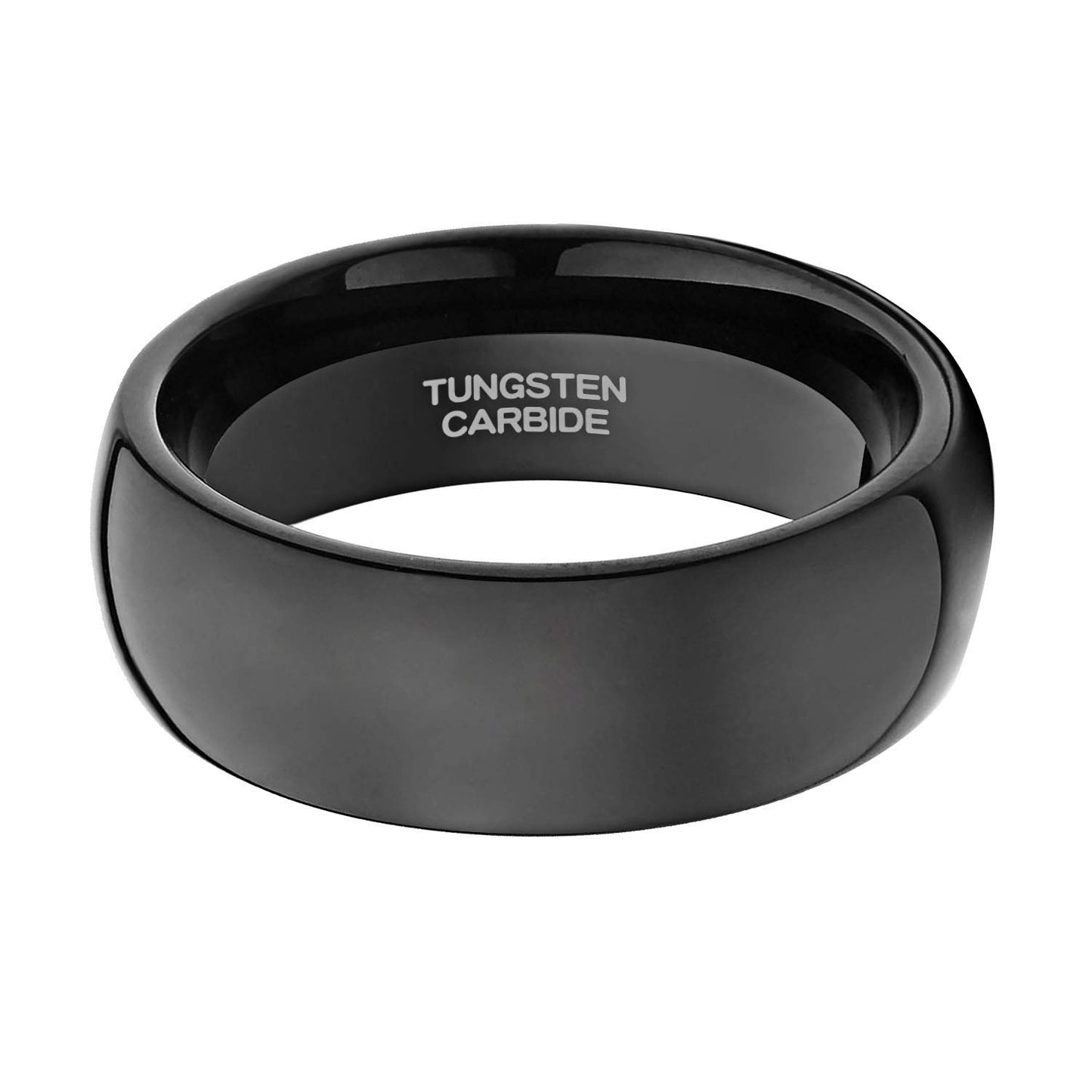 TRUMIUM 8mm Black Ring Band Tungsten Wedding Band for Men Women High Polished Dome Comfort Fit Size 12.5