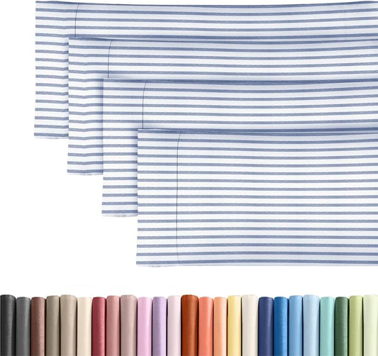 Skiennix Body Pillowcases Set of 4 | Soft & Breathable 20x54 Long Pillow Covers - Fade-Free, Machine Washable (Blue Stripes)