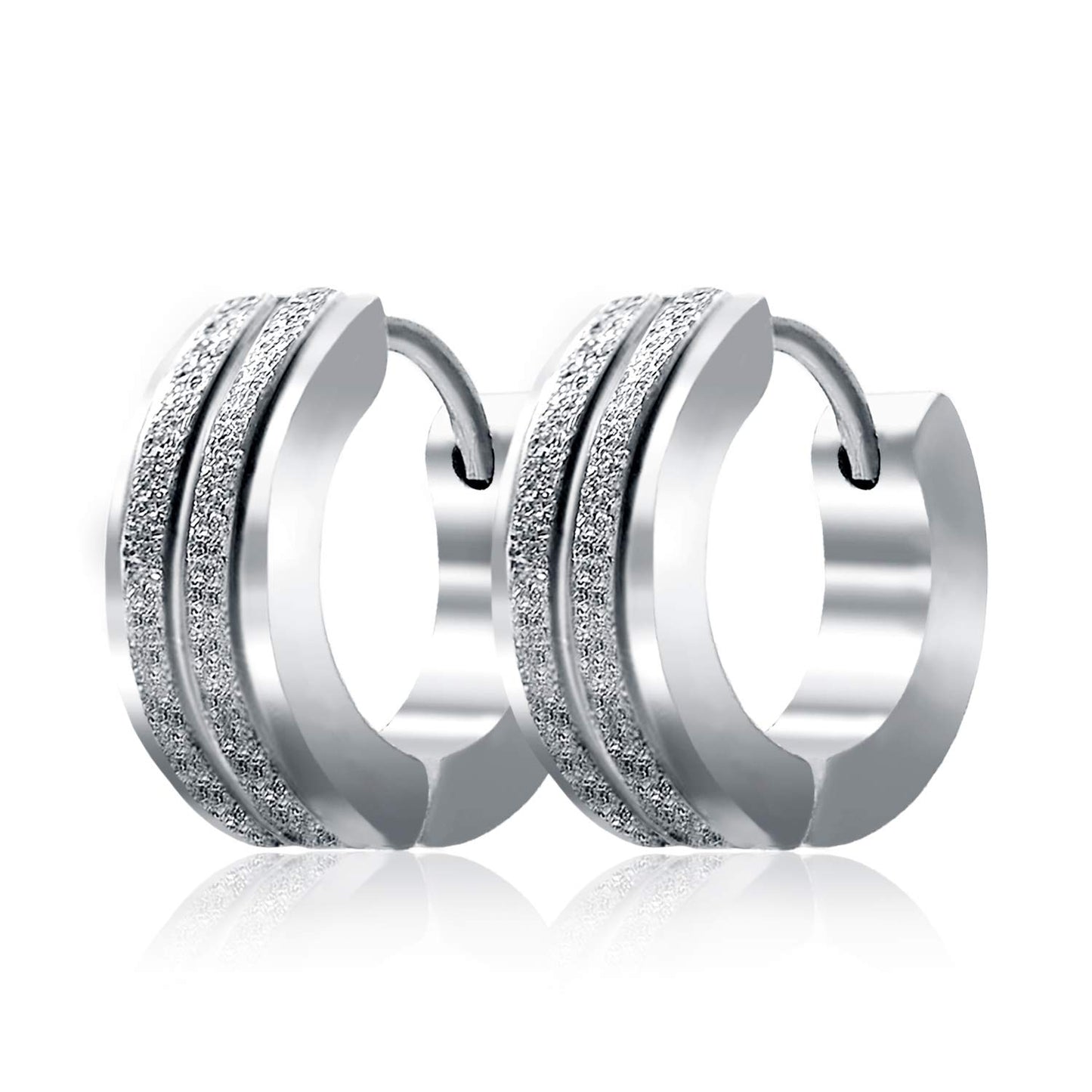 Stainless Steel Hoop Earrings For Men's Women's,Silver/Gold/Black/Blue Hypoallergenic Round Huggie Earrings,Fashion Punk Earrings Piercing Jewelry,Simple Stylish Loop Earring,Gift for Him Her Birthday