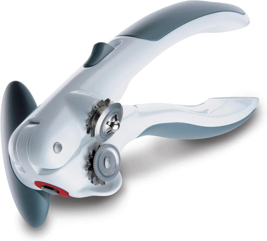 Zyliss Lock N' Lift Can Opener - Easy Manual Opener with Magnetic Lid Lifter - White/Gray