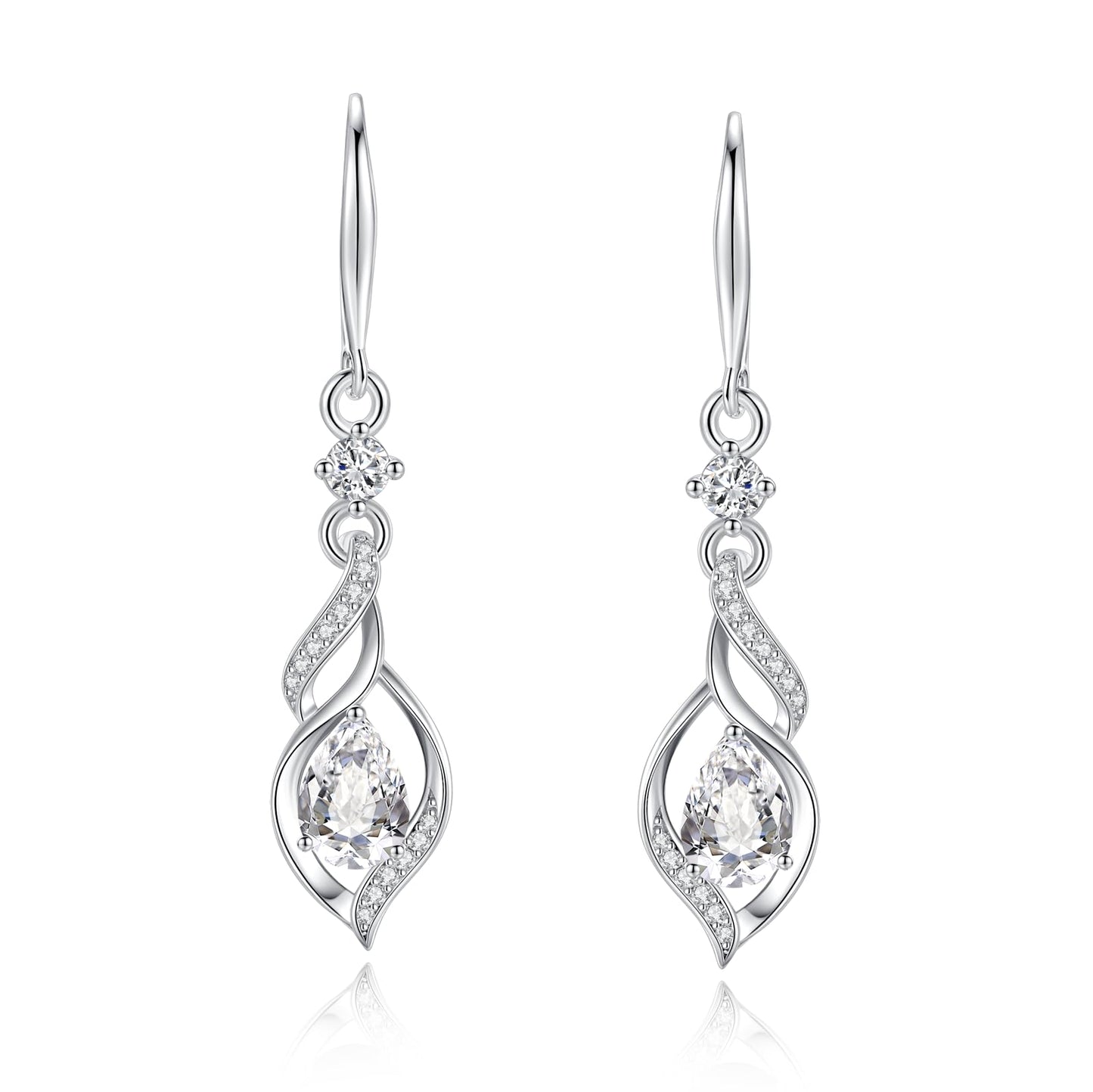 FANCIME Gift for Women April Birthstone Dangle Earrings for Women Teardrop Cubic Zirconia Earrings S925 Sterling Silver infinity Love Birthday Gifts for Mom Women