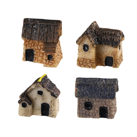 BESPORTBLE 4PCS Miniature Gardening Landscape Micro Houses Resin Village House Fairy Garden Kits Figurines for Bonsai DIY Outdoor Decorations Plant Pot