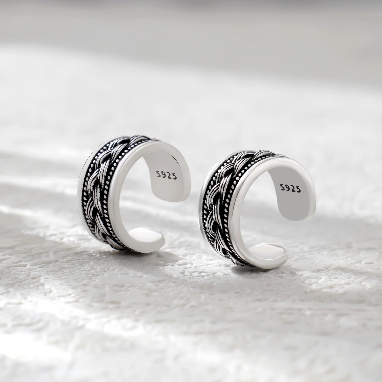 Celtic Ear Cuffs 925 Sterling Silver Oxidised Knot Ear Cuffs Non Piercing Thick Fake Conch Cuff Wrap Earrings Set Adjustable Celtic Cuff Earrings