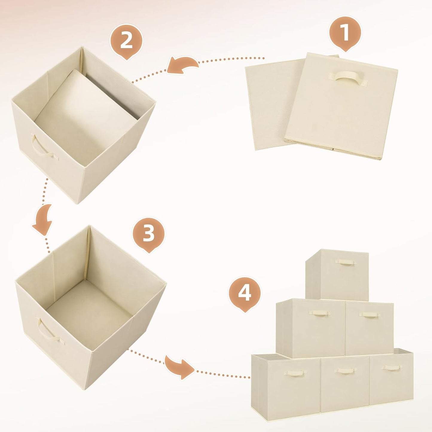 Storage Maniac Storage Cubes - 13-Inch Collapsible Fabric Bins with Handles | 8-Pack Beige for Easy Organization