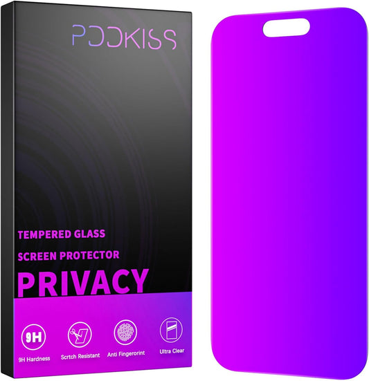 16 6.1 Inch, PDDKISS Compatible for iPhone Privacy Screen Protector Tempered Glass Purple Gradient Anti Spy Anti Blue