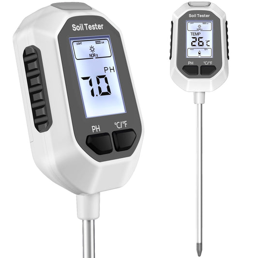YAMRON 4-in-1 Soil Moisture Meter, Digital Plant Temperature/Soil Moisture Test & PH Meter/Sunlight Intensity, Backlight LCD Display for Gardening, Farming and Outdoor Plants