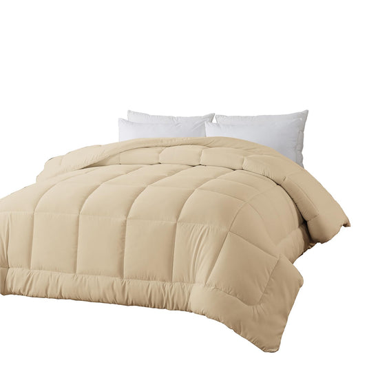 BedTreat Down Alternative Comforter King Duvet Insert With Corner Tabs, All Season Quilted Lightweight Quilt, Box-Stitched White Microfiber Bedding, Machine Washable