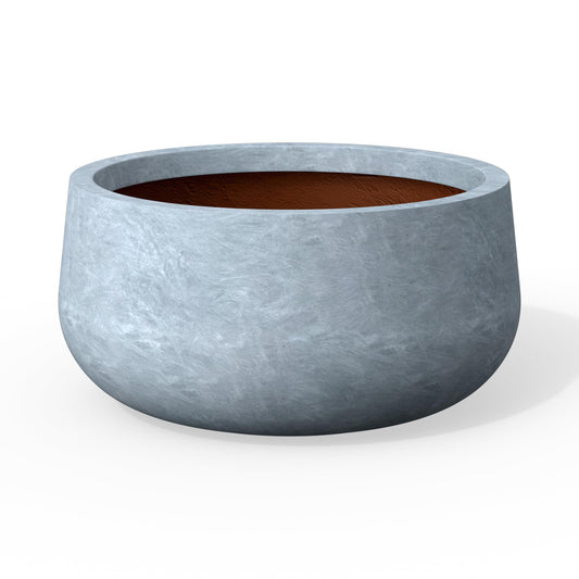 Kante 11.8 Inch-Dia Round Concrete Bonsai Planter with Drainage Hole, Large Plant Pot for Indoor Outdoor Plants, Suitable for Patio, Garden, Home, Slate Gray Finish with Painted Interior