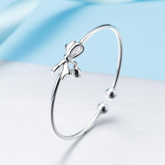 Baoaichi Handmade 925 Sterling Silver Bowknot Bangle Bracelets For Women Cute Knot Cuff Bracelets Trendy Charm Bracelet Open Adjustable Silver Cuff Bangle Daily Jewelry & Birthday Christmas Gift