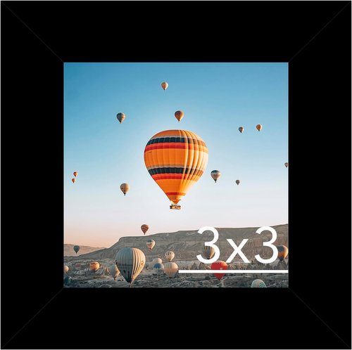 JCJMY 3x3 Picture Frame - Black Tabletop Photo Frame with Shatter-Resistant Plexiglass