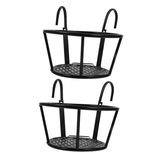 Healifty 2pcs Iron Hanging Flower Pot Stand Plant Holder Rack for Balcony Patio Indoor Outdoor Home Decor