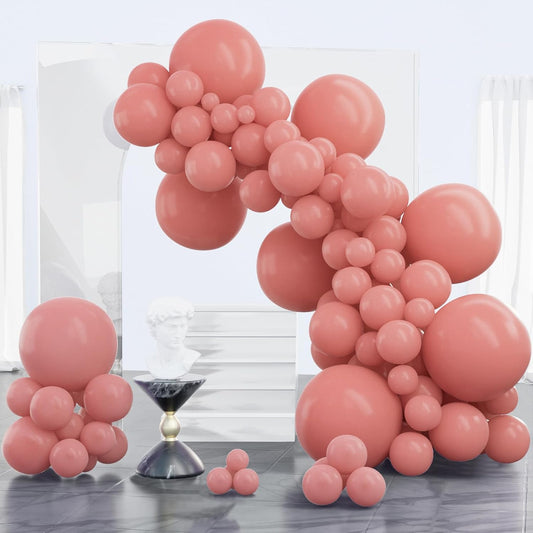 PartyWoo Dusty Pink Balloons - 100pcs Blush Pink Balloon Arch Kit for Baby Shower & Birthday Decor | Various Sizes