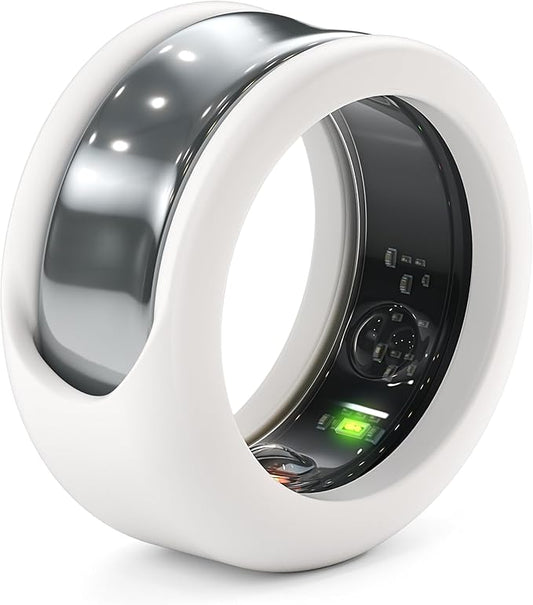 Rinfit Smart Ring Protector - Silicone Ring Enhancer for Active Lifestyle and Gym - StyleFit U.S. Design Patent - White, Size 8