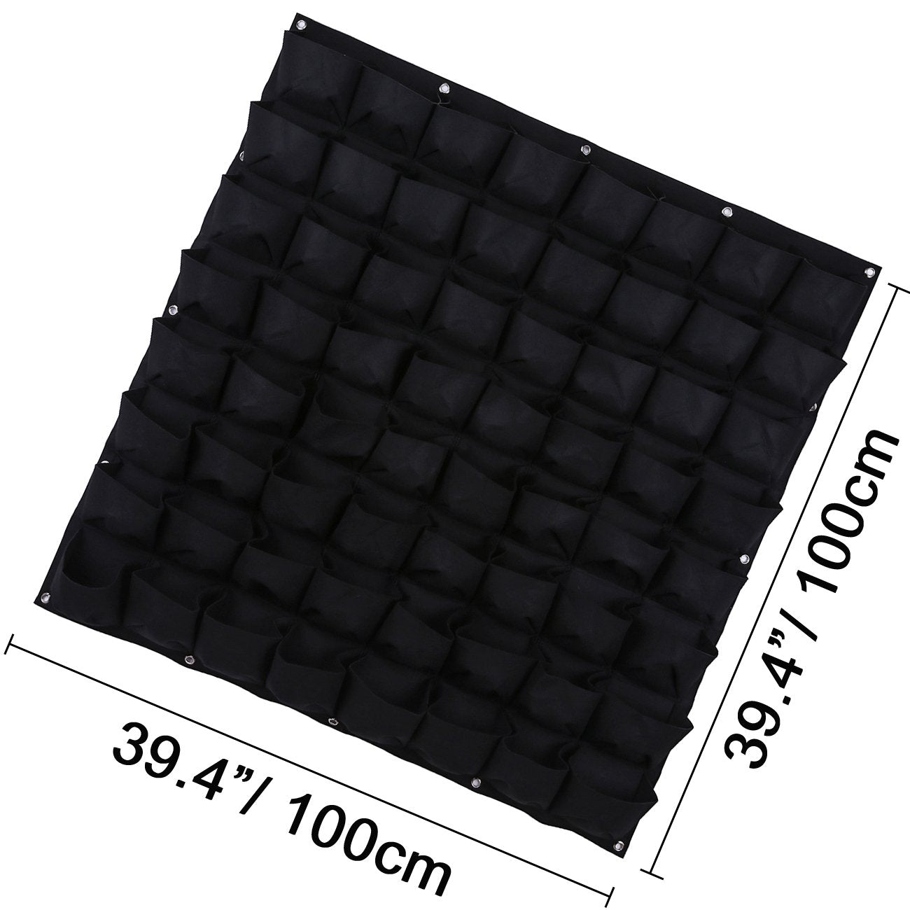 Ogrmar 64 Pockets Vertical Wall Garden Planter Plant Grow Bag for Flower Vegetable for Indoor/Outdoor (64 Pockets, Black)