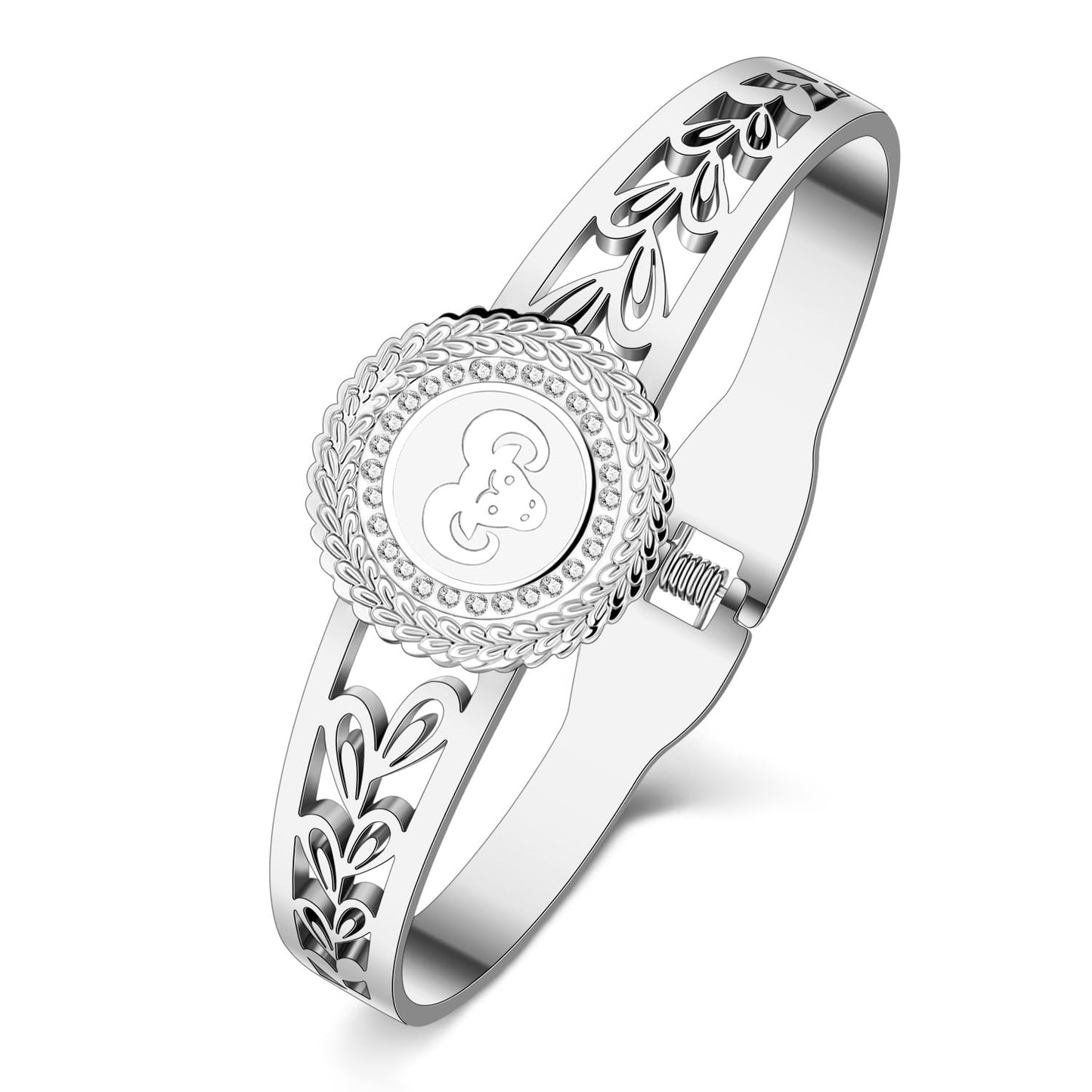 YAYAKO Stainless Steel Constellation Bracelets Bangle Zodiac Gifts for Women Birthday Gifts (Aries)