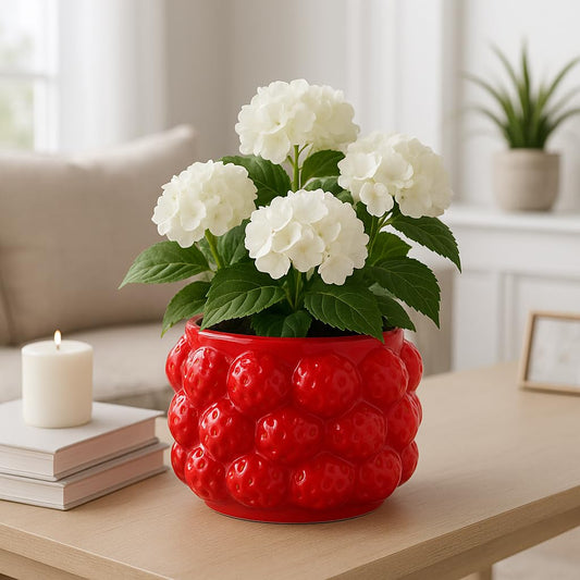 Flower Pot and Planter for Home Decor – Cheerful Fruit Design Plant Pots for Indoor or Outdoor Herbs, Ferns, or Succulents, Quirky Home Decor for Indoor Plant Stands, Garden and Patio Decor – 5" Red