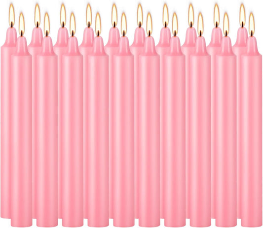 YOROXRG Mini Unscented Taper Candles - 40 Pack for Weddings, Birthdays, and Home Décor | 4 Inch Tall (Pink)