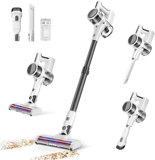 Comvtu Cordless Vacuum Cleaner - 80,000PRM Powerful Motor | 35 Min Runtime, 2 Modes, Detachable Parts - Frost White