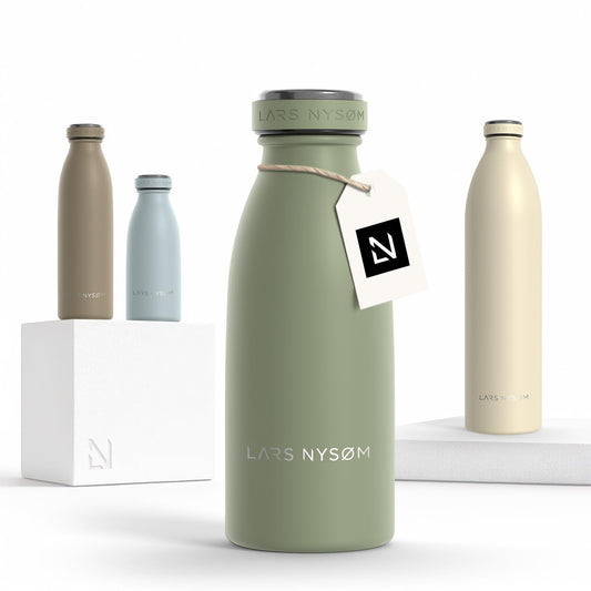 LARS NYSØM Stainless Steel Insulated Water Bottle 12oz 17oz 25oz 34oz 51oz | Insulated Thermo Flask for Hot and Cold Beverages | Leakproof Drinking Bottle (Sage Green, 11.9oz)