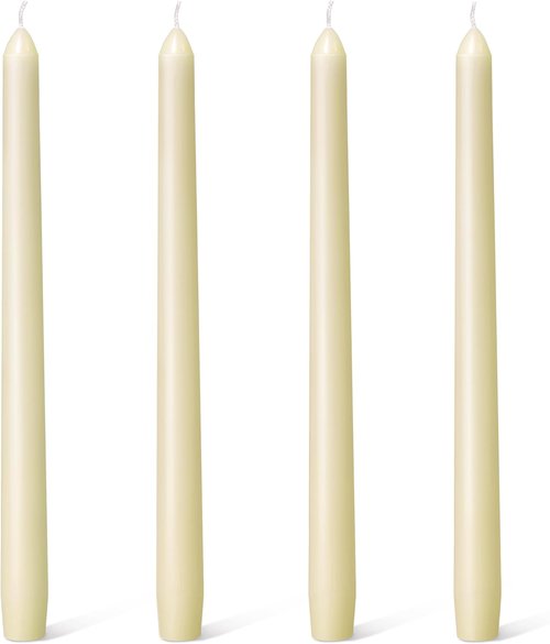 Everymoment Ivory Taper Candles - Dripless & Smokeless 10-Inch Candlesticks - 4 Pack Unscented Cream for Weddings & Home Decor