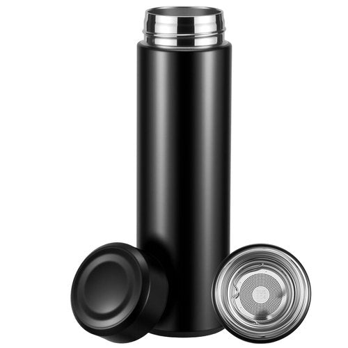 15 oz Stainless Steel Water Bottles, Slim Water Bottle, Water Bottle, Insulated Water Bottle Keep Hot for 12 Hrs, Cold for 24 Hrs for Coffee, Drinks(Black)