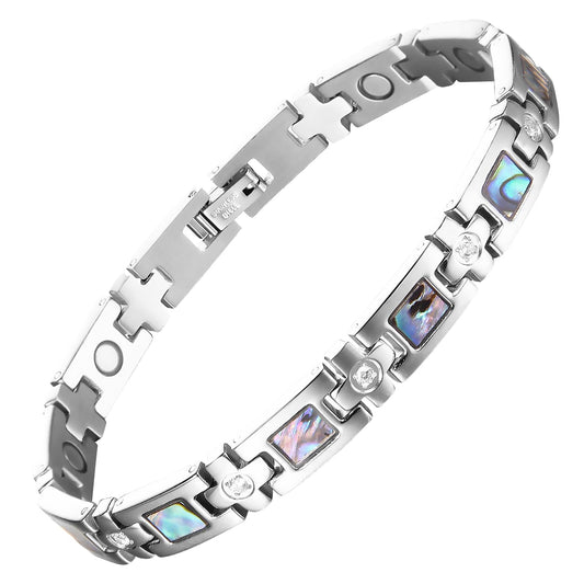 BioMag Magnetic Bracelet for Women Titanium Steel Magnetic Bracelet Adjustable Crystal Bracelet with Sizing Tool