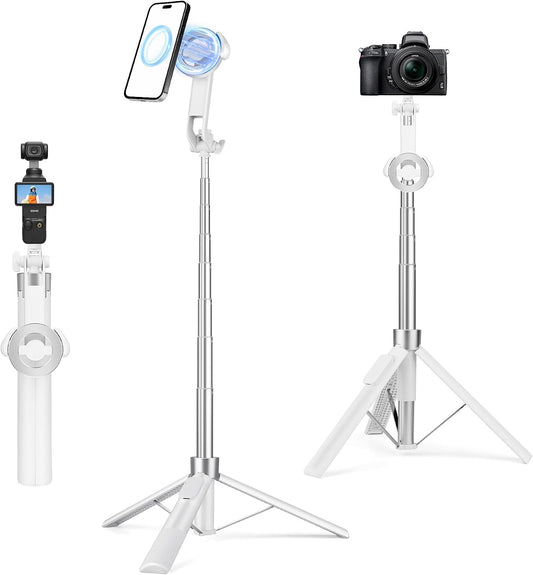 68" Magnetic Tripod for iPhone Magsafe, Phone Tripod & Selfie Stick with Rechargeable Remote for iPhone/Android/Camera