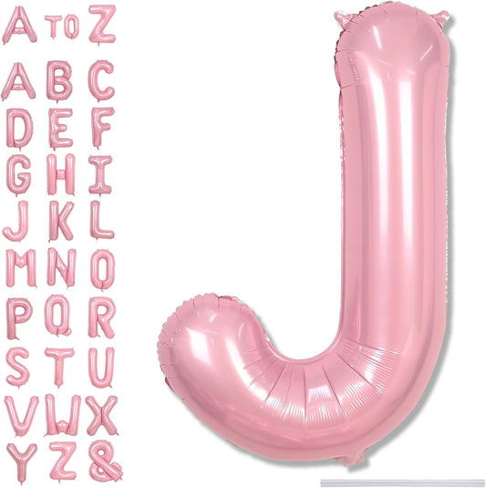 Pastel Pink Balloon Letter J - Large 40 Inch Mylar Foil Alphabet J for Girls' Birthday Party Decor