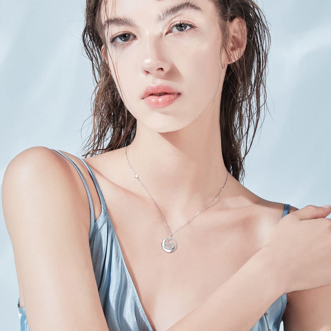 FANCIME Moonstone Necklace 925 Sterling Silver June Birthstone Moon Star Pendant Fine Jewelry Birthday Anniversary Mothers Day Gifts for Mom Women, Adjustable Chain 16"+2"