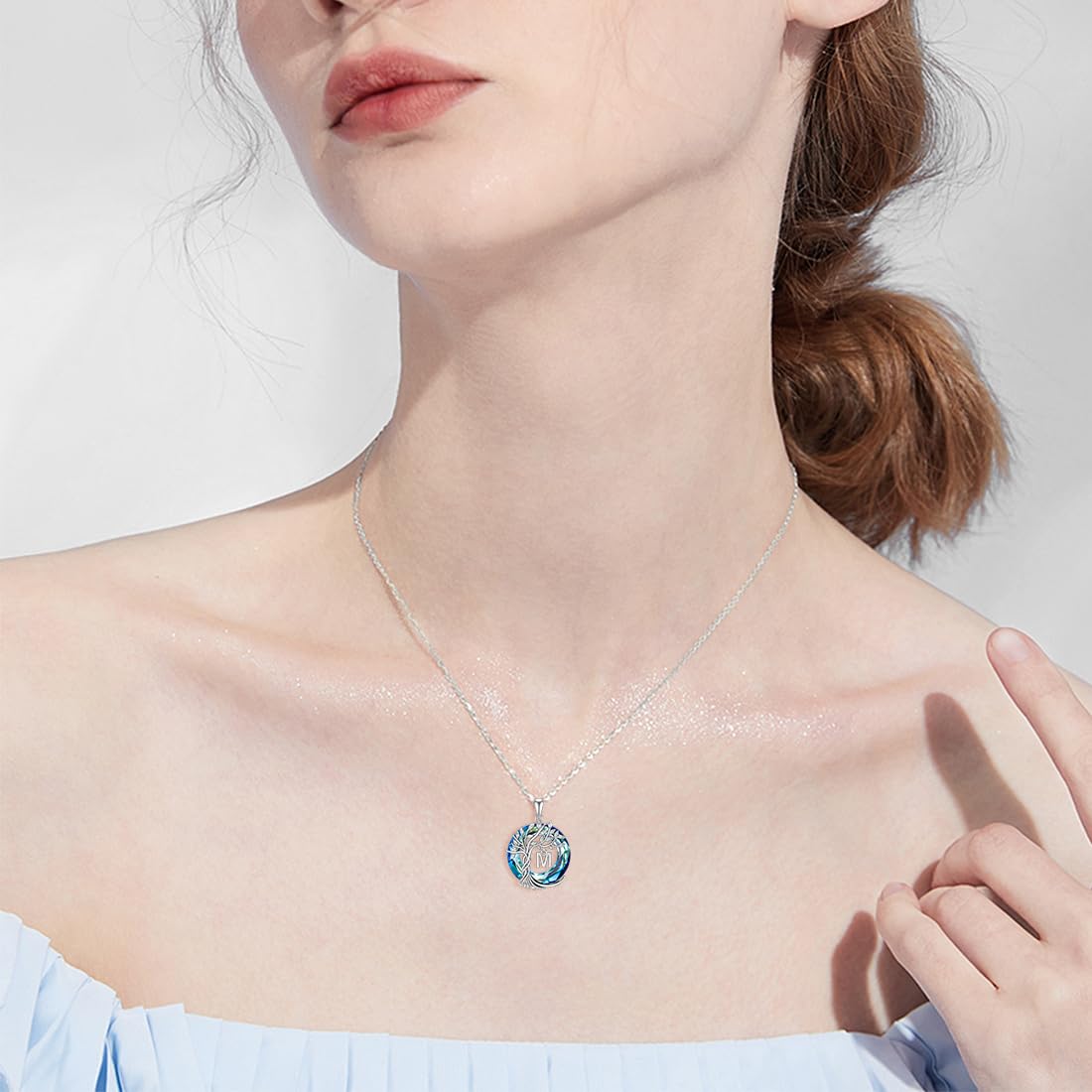 TOUPOP Tree of Life Initial Necklace Gifts for Women Sterling Silver Initial M Letter Jewelry Irish Crystal Pendant Birthday Gifts for Women Her Mom Wife Daughter