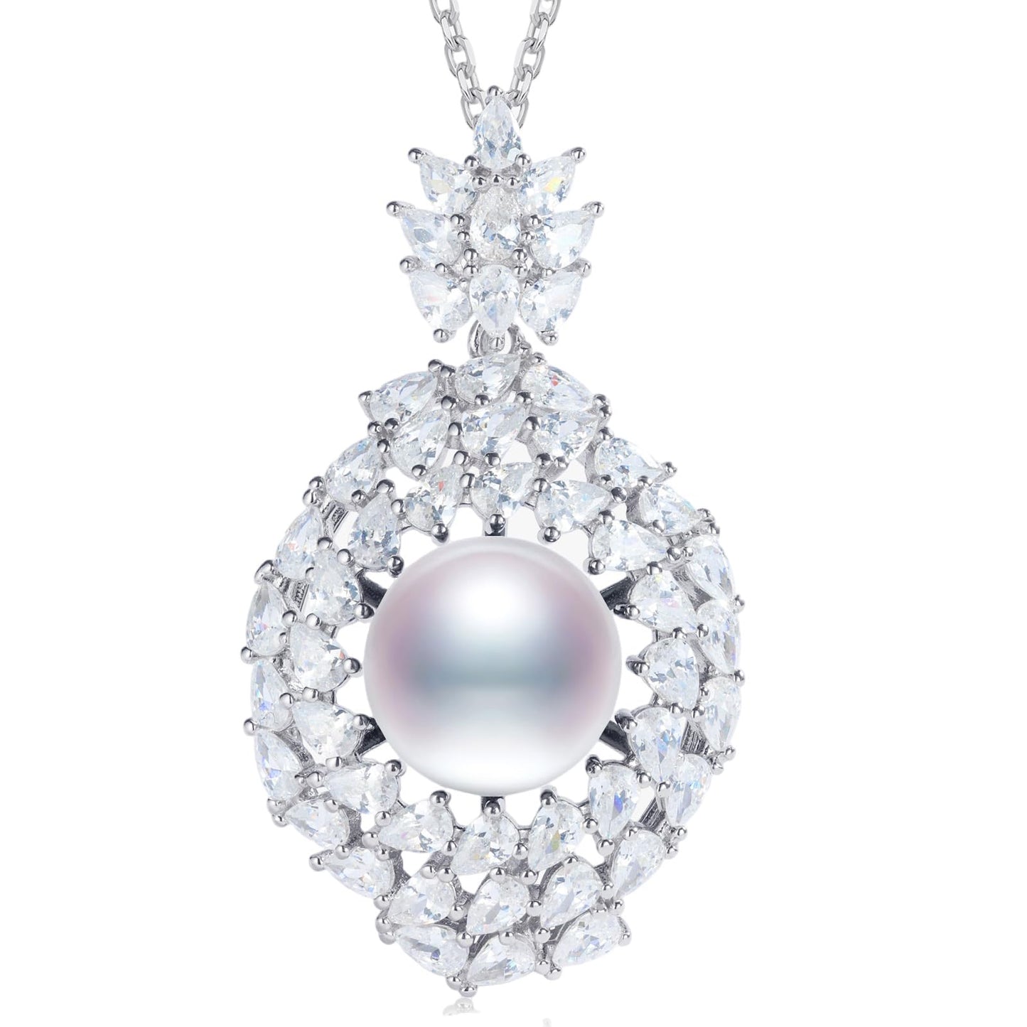 Orapearl Freshwater Pearl Pendant Necklace AAAA 10-11mm Elegant Jewelry Gift for Wife Mom Girlfriend Her Women with 925 Sterling Silver Chain June Birthstone for Anniversary Birthday Wedding